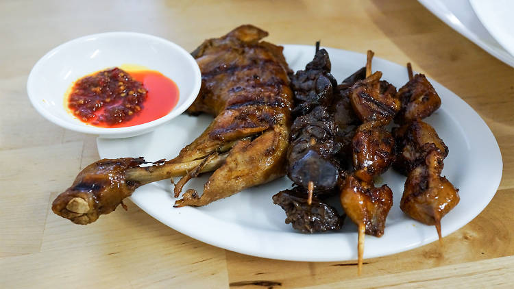 Indonesian grilled chicken on a plate