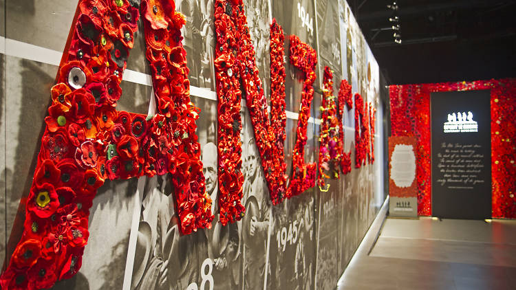 ANZAC sign made of poppies