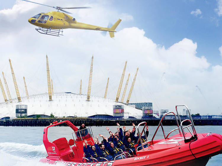 London helicopter tour with high-speed boat cruise