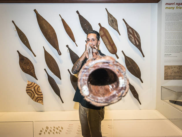 First Australians gallery at Australian Museum 2017 image feat Jonathan Jones many friends installation and Visitor Services Officer Darren Compton image (C) Australian Museum photographer credit Abram Powell Senior Volunteers