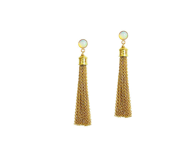 Dionne opal tassel earrings from Plum Flower Creations, $94