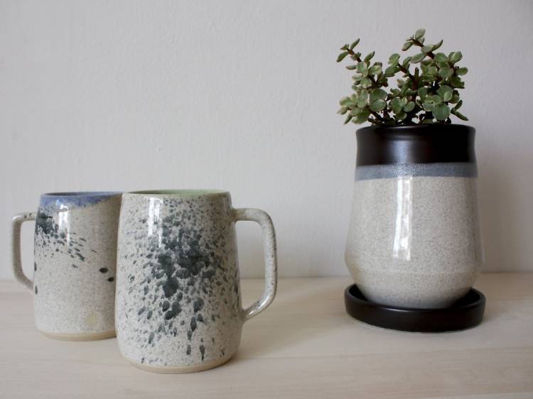 Shelby Page Ceramics mugs and planter