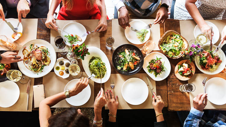 Eating out - generic - top view - istockphotos