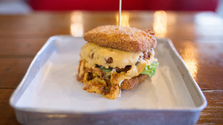 Nacho Nachos burger at Big Hug Burger