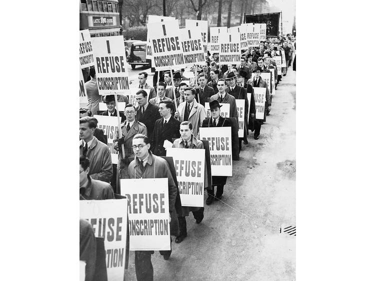 1939: Conscripts march, WWII