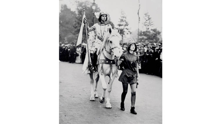 1911: A suffragette dressed as Joan of Arc