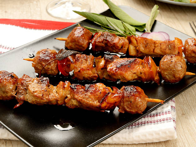 Skewers of meat cooked ready to eat Barbecue, Chicken, Cooked, Cooking, Dieting, Dinner, Dishware, Domestic Kitchen, Eating, Food, Food And Drink, Gourmet, Green, Grilled, Healthy Lifestyle, Isolated, Kebab, Macro, Marinated, Meal, Meat, Onion, Party, Pepper, Plate, Red, Refreshment, Satay
