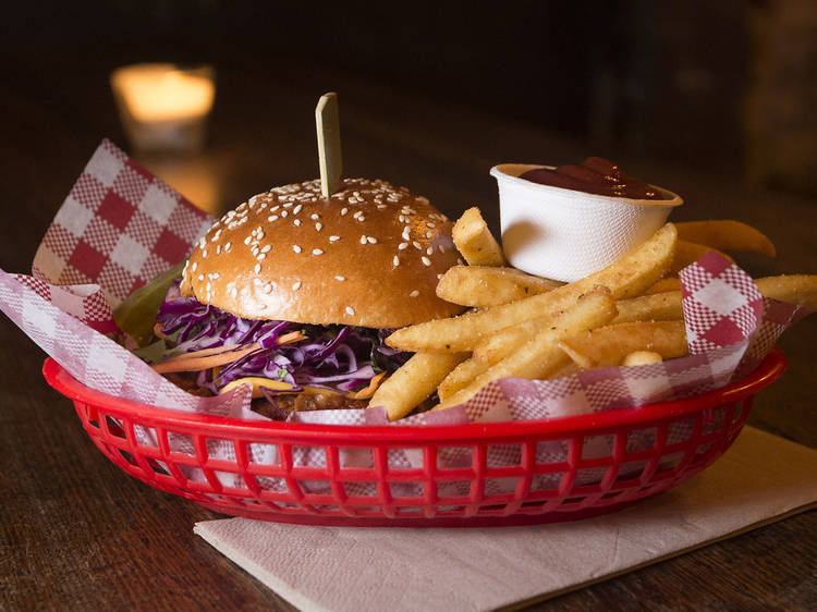 Pulled pork burger at the Alehouse Project