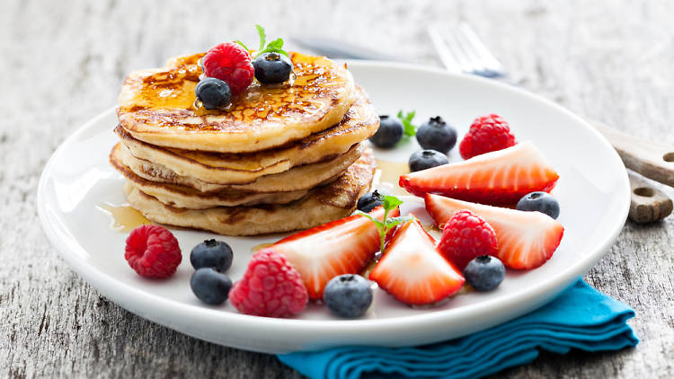 Stack of pancakes at brunch in Miami