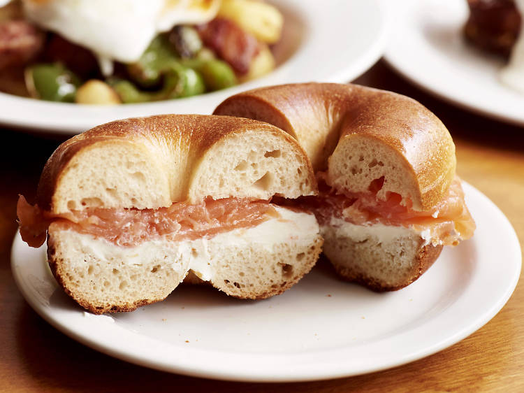 Smoked salmon and cream cheese at Monty's Deli