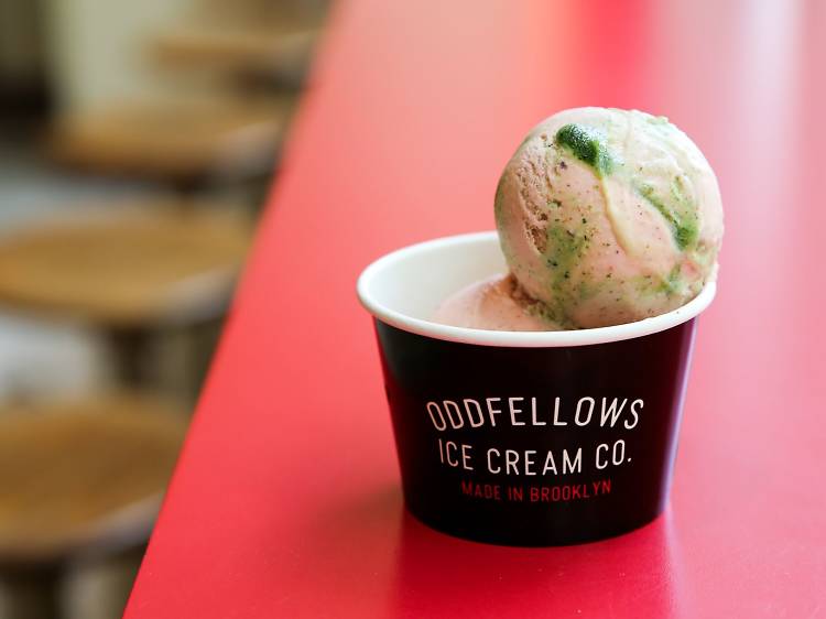 Kale-strawberry sorbet OddFellows Ice Cream Co.