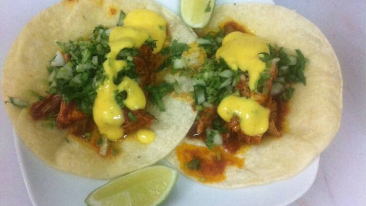 Cochinita pibil taco at Rincon Mexicano