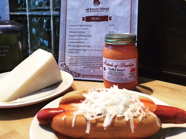 Feltman’s Kitchen Al Capone hot dog at Feltman's Kitchen