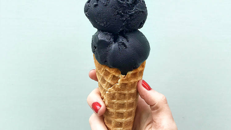 Black coconut ice cream at Pear Tree Cafe