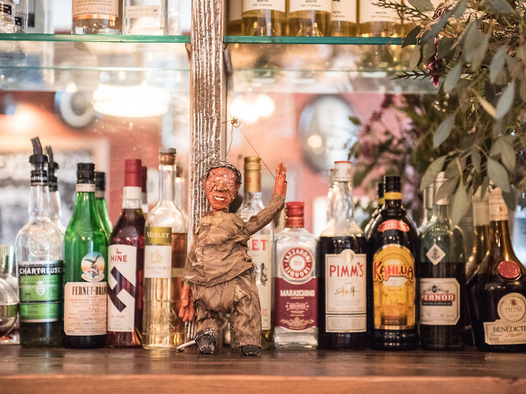 Papier-mâché Nelson Mandela at the Meatball Shop