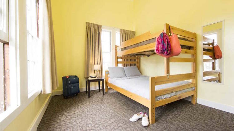 Hotel room with bunk beds