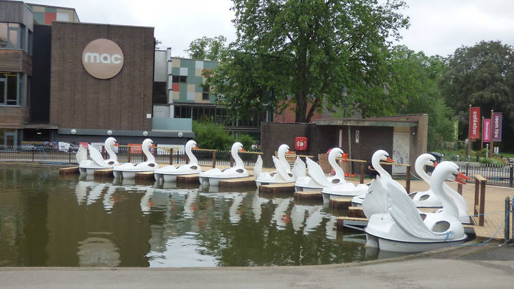 Swan boats at Cannon Hill Park