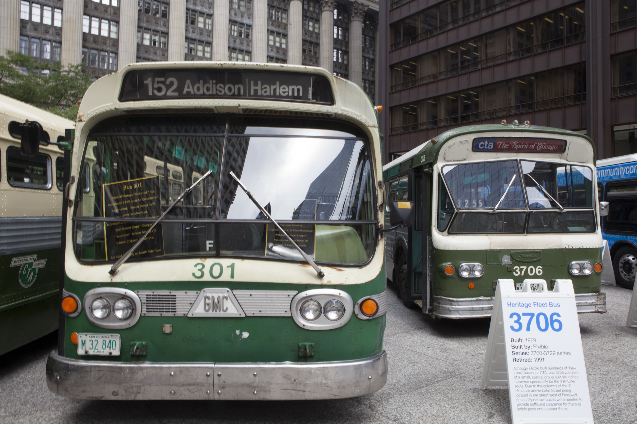 You can peek inside vintage CTA buses in Daley Plaza today