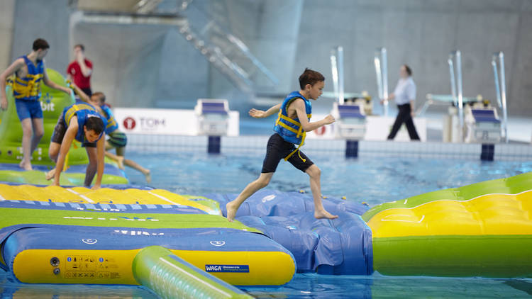 Tackle a floating assault course at London Aquatics Centre