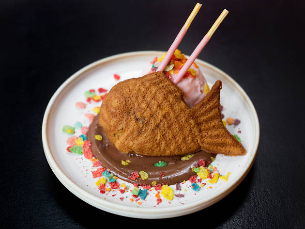Taiyaki con helado de bombón Taiyaki con helado de bombón