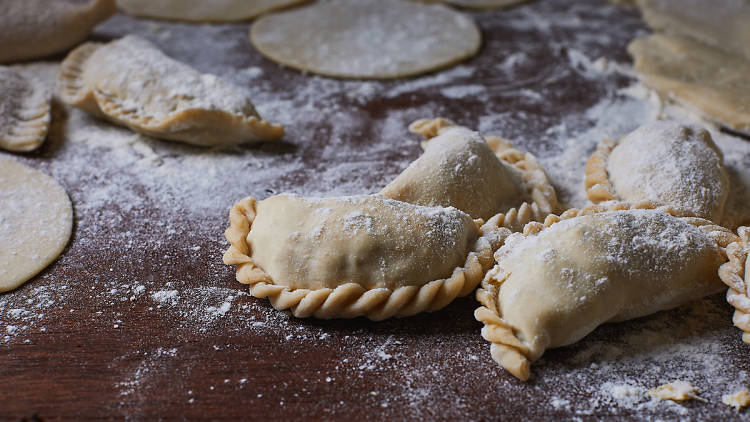 A freshly made empanada from CHE restaurant in Fitzroy