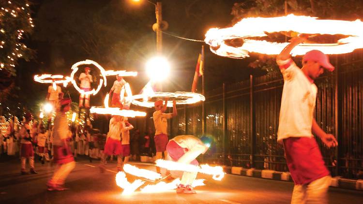 The impressive display of fire dancers