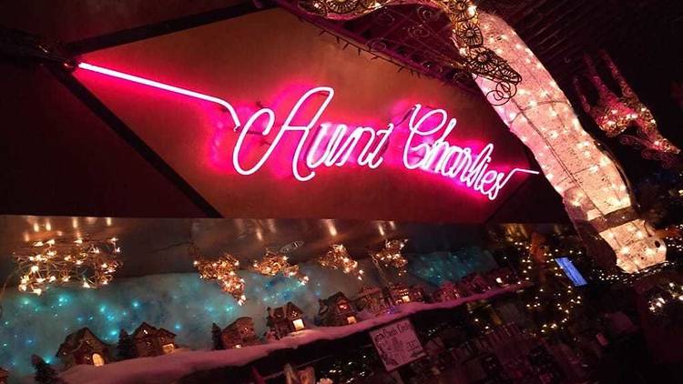 Neon sign in Aunt Charlie's Lounge