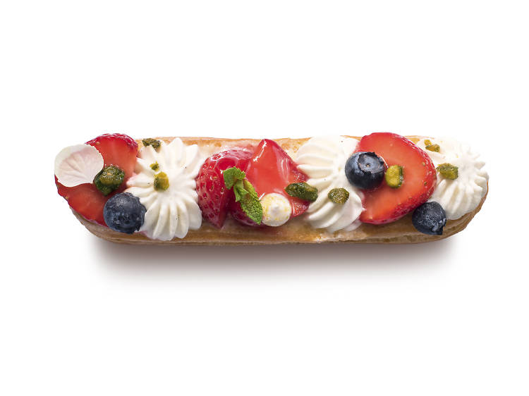 Sun-kissed strawberry éclair at Maitre Choux