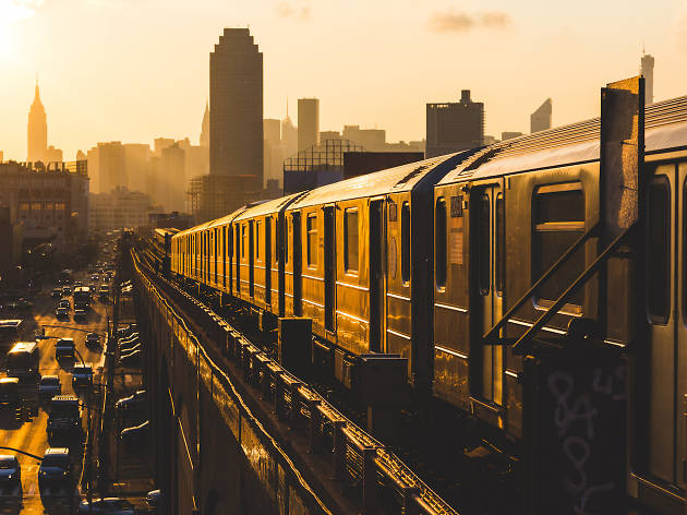 The MTA's creative social distancing messaging is on point Subway Train in New York at Sunset