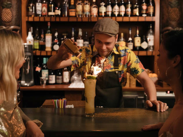 Bartender at Jacoby's Tiki Bar Bartender at Jacoby's Tiki Bar