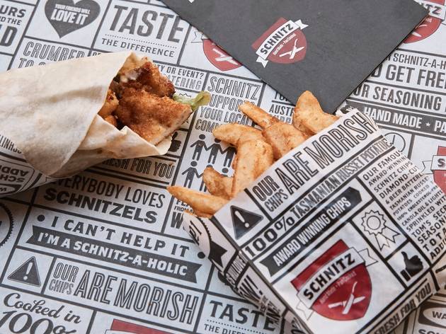 Wrap and chips at Schnitz Wrap and chips at Schnitz