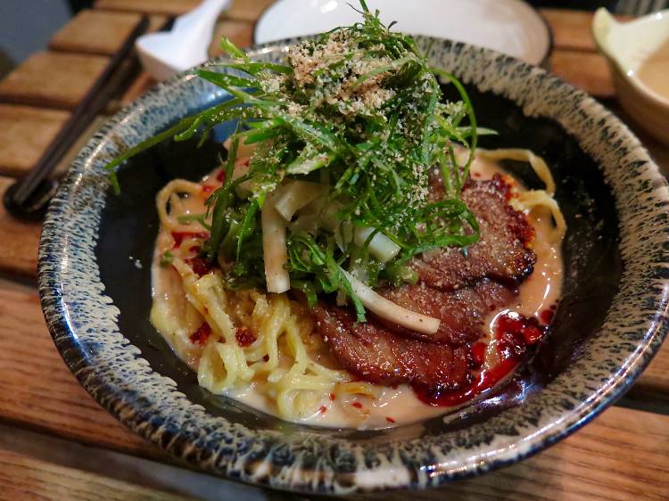 Chilled sesame temomi ramen at Shalom Japan