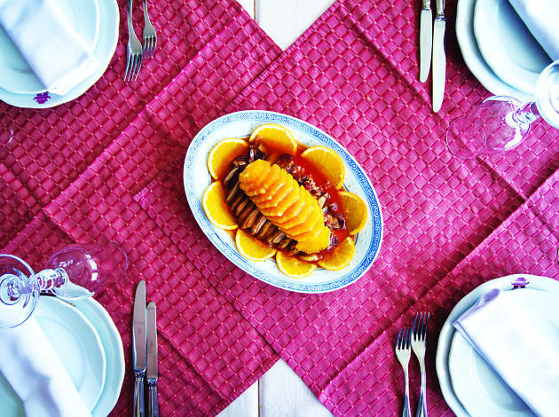 Pato com laranja do Restaurante Chinês Pato com laranja do Restaurante Chinês