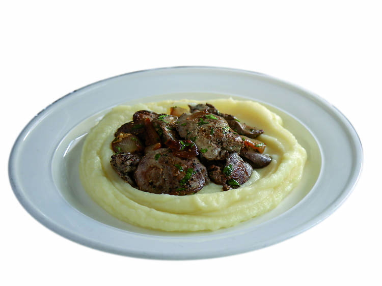 Chicken Livers on Mashed Potatoes - Coffee Bar