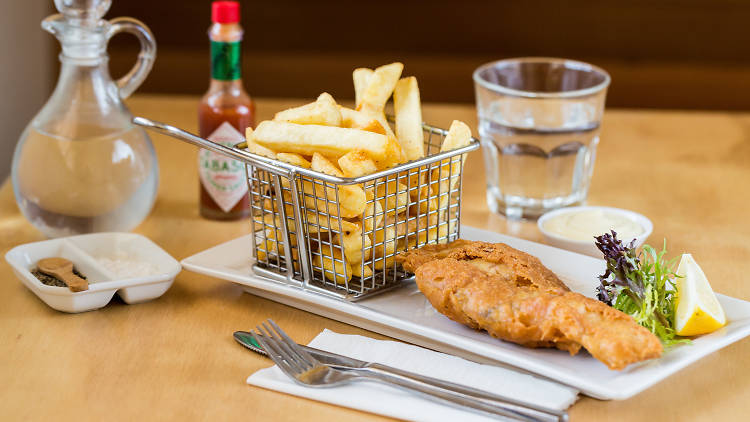 Fresh NT barramundi and chips at the Fishmonger's Wife, $17.90