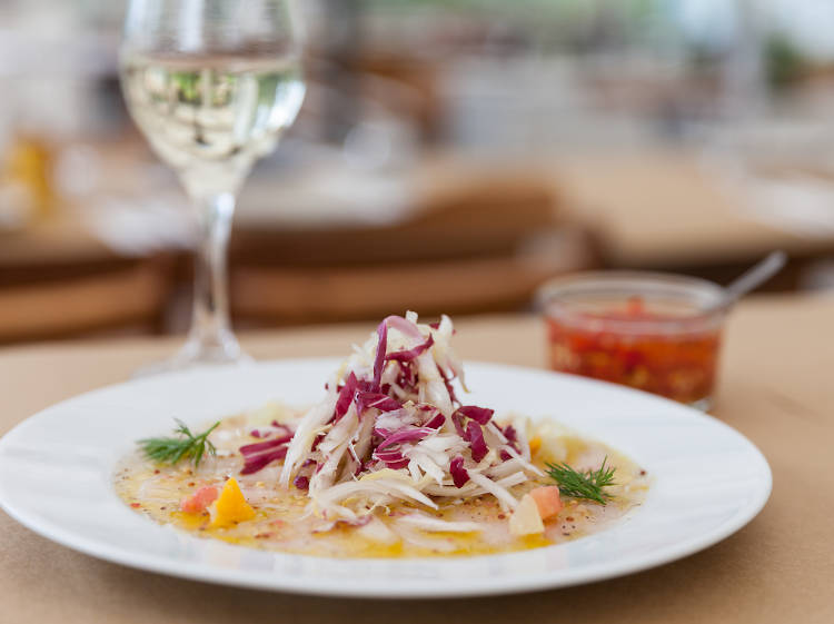 Swordfish carpaccio at Ruby Red Flamingo