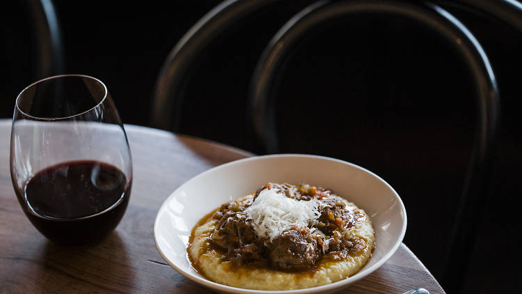 Nonna's meatballs, soft polenta, parmigiano at Lulu La Delizia, $18