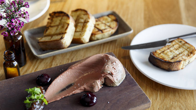 Chicken liver parfait and onion jam at Balthazar, $16