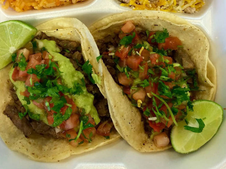 Carne asada tacos at Chile Verde Express Mexican Grill