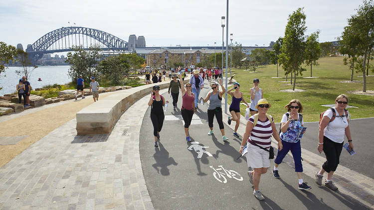 People walking in Barangaroo Reserve