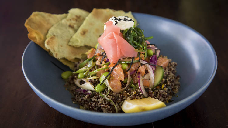 Salmon poke bowl at Vida Surf Store, $18