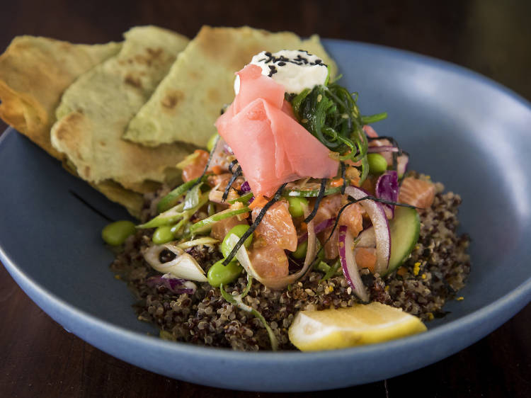 Salmon poke bowl at Vida Surf Store, $18