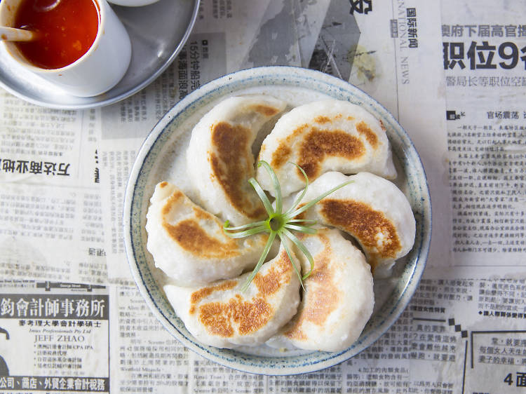 Pan-fried dumplings at Dumplings and Beer