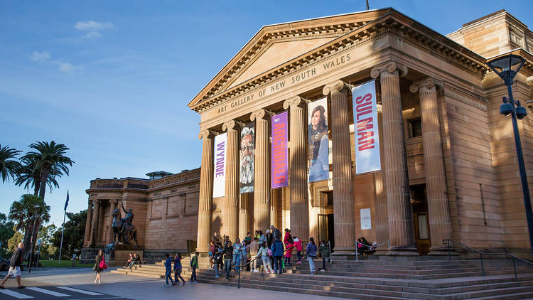 Art Gallery of New South Wales 2017 exterior daylight August feat Archibald Prize banners (C) AGNSW photographer credit Felicity Jenkins