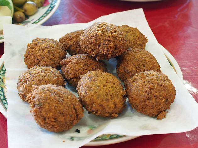 Hammound 1 falafel a pile of falafel