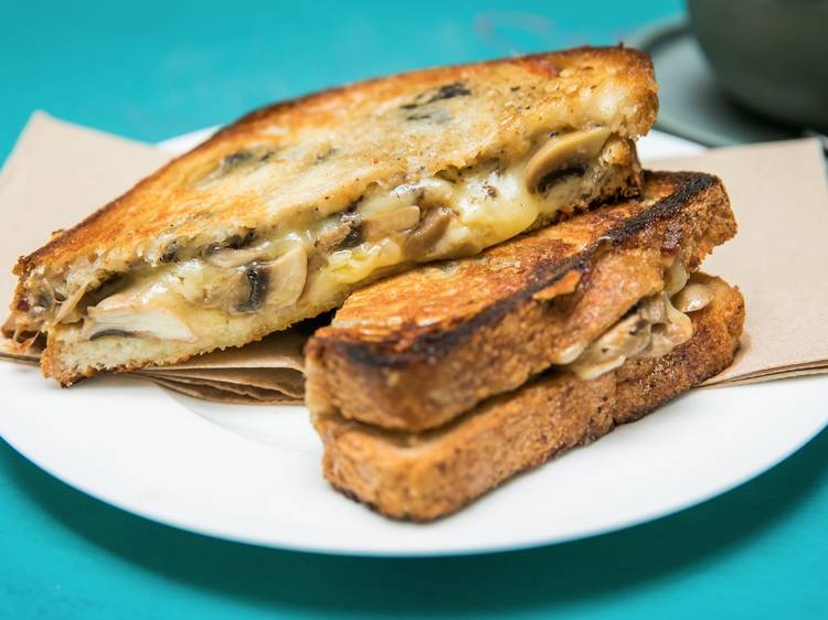 Cheese and mushroom sandwich at Dutch Smuggler