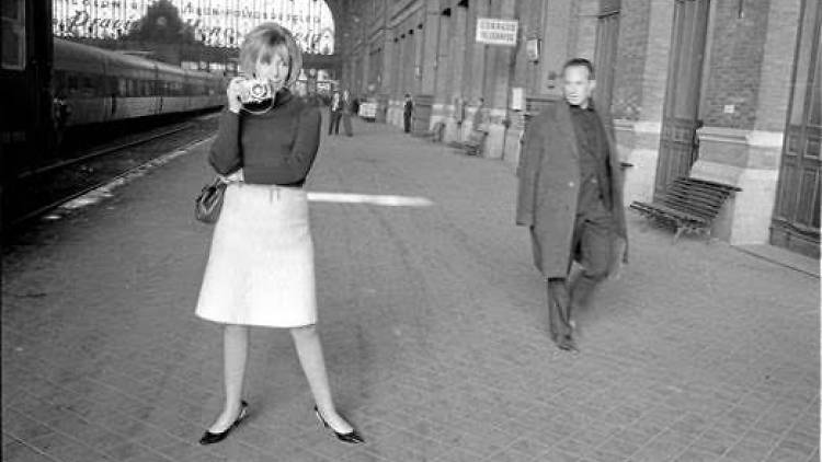 Joana Biarnés en la estación de Atocha 1970.