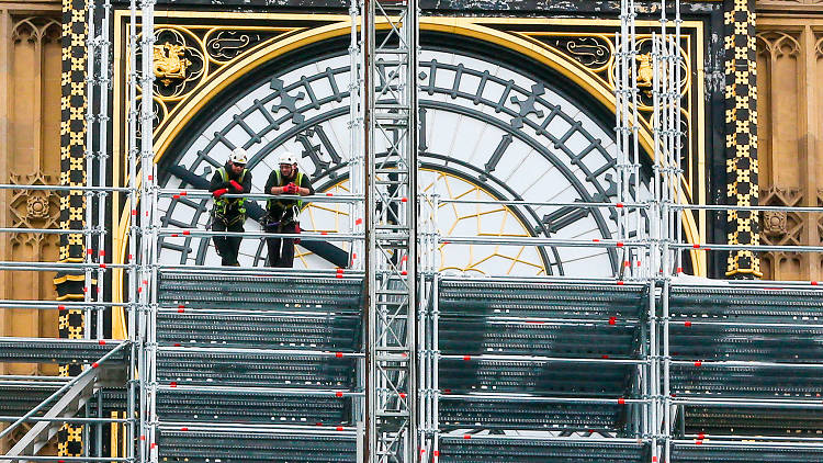 Big Ben covered in scaffolding