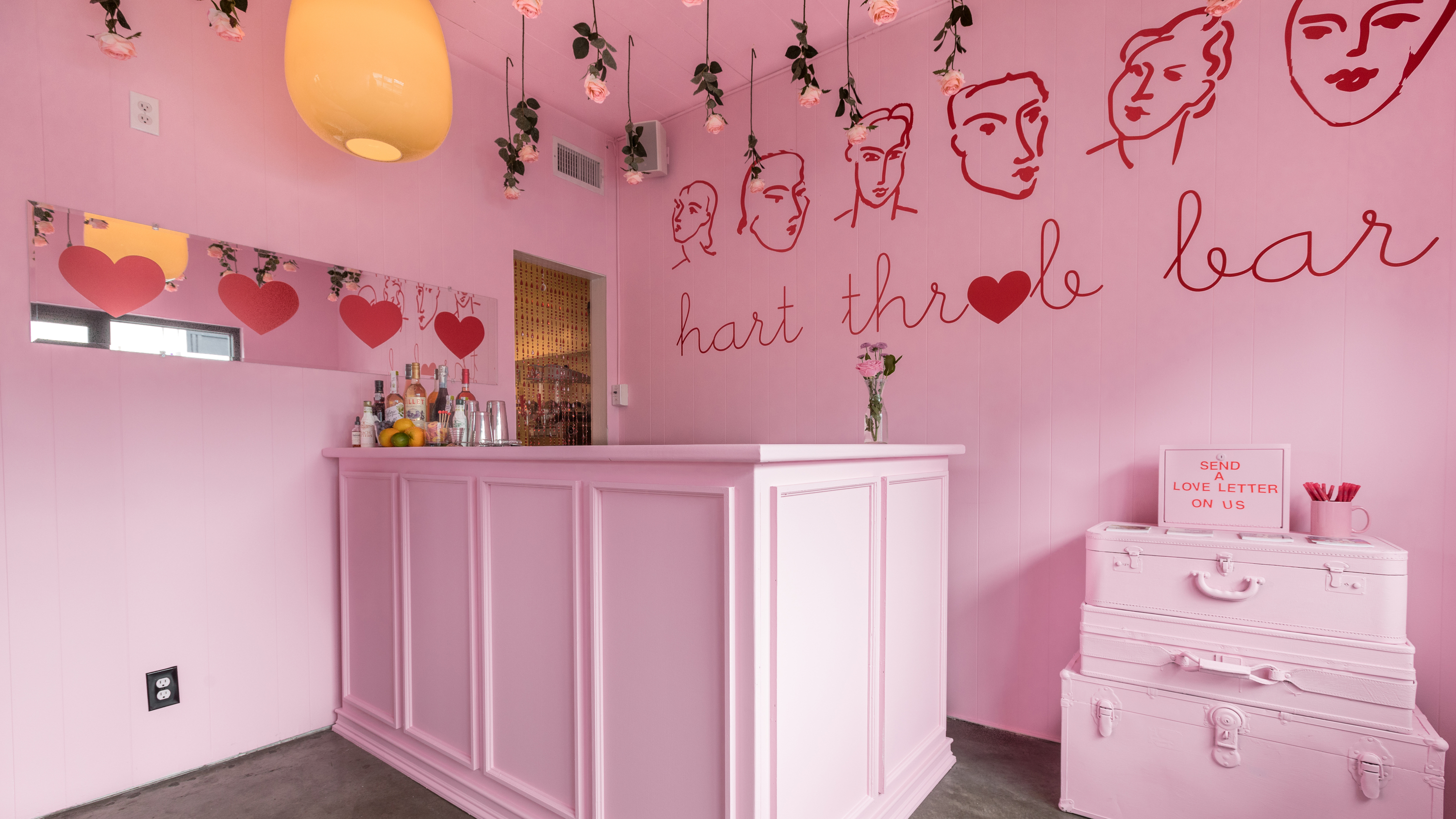 There's now an adorable, love-themed pop-up bar in the Palihotel Melrose