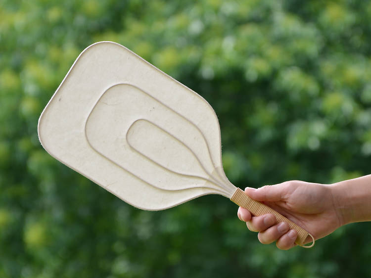 Rattan and washi paper fan